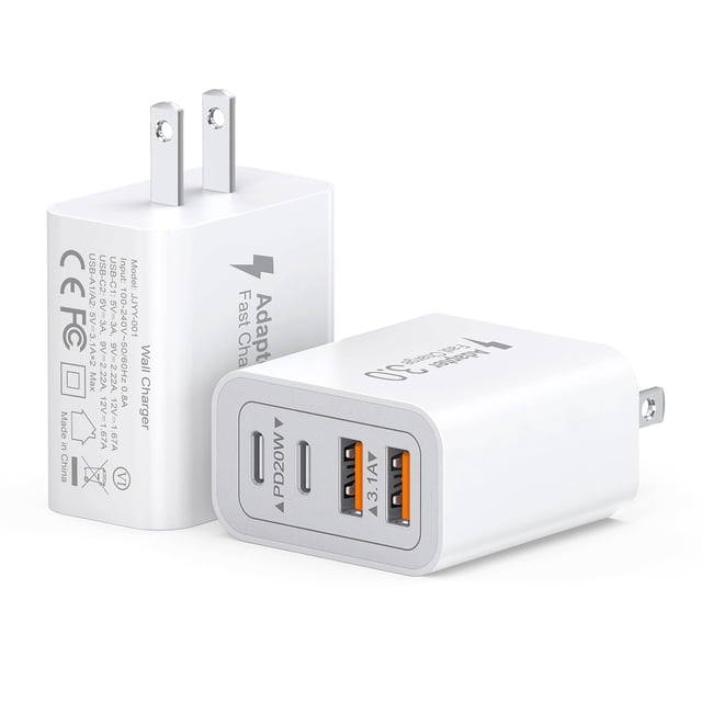 Bloque de carga rápida CSODINCE USB C de 40 W, paquete de 2, 4 puertos tipo C, carga rápida