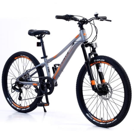 24" Mountain Bike for Kids, Boy Girls Bike with Aluminium Frame & Disc Brakes