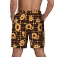 thumbnail image 4 of Uemuo Brown Plaid Sunflower Pattern Mens Swim Trunks Quick Dry Board Shorts with Mesh Lining, Stretch Beach Shorts Quick Dry No-Chafing Board Shorts-3X-Large, 4 of 9
