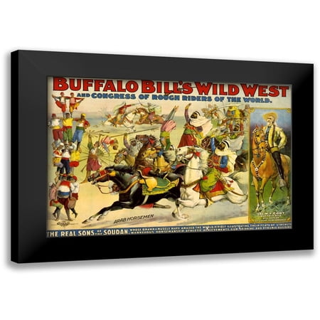 Buffalo Bills Wild West Show Poster 14×11 Black Modern Framed Museum Art Print Titled – The Real Sons of the Soudan
