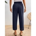 thumbnail image 3 of DOKOTOO Womens Casual Crochet Lace Pants Drawstring Elastic Waist Cropped Pants Lightweight Straight Leg Trousers with Pockets, 3 of 8