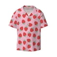 thumbnail image 4 of Uemuo Hand Drawn Strawberry Pattern Cotton Linen Short Sleeve Shirts,Casual Lightweight Button Down Shirts,Vacation Beach Summer Tops-Small, 4 of 7