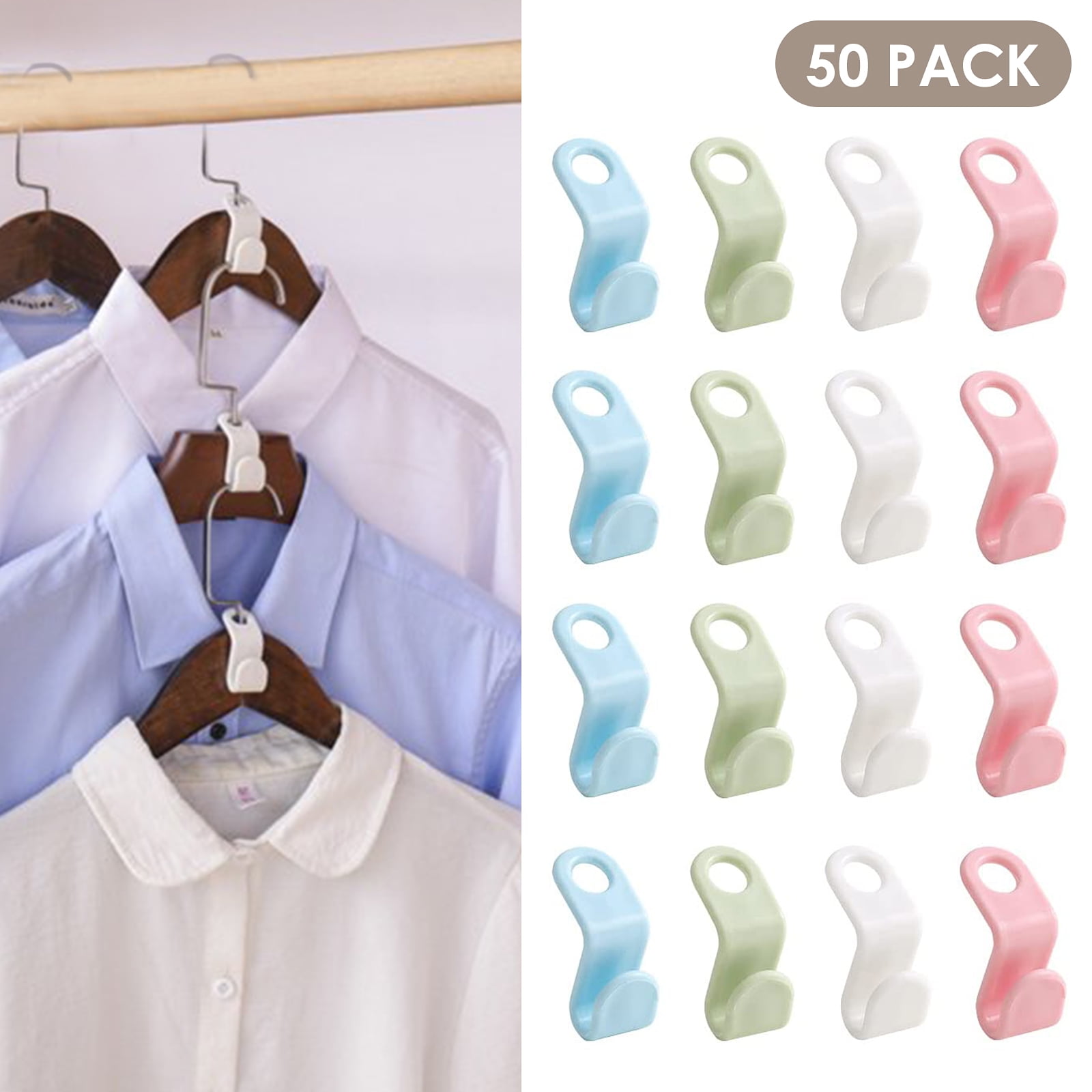 Yanlan Clothes Hanger Connector Hooks 50Pack, Thicken, Load 30 Pounds, Used in Closet Space Savers and Organizer Closets