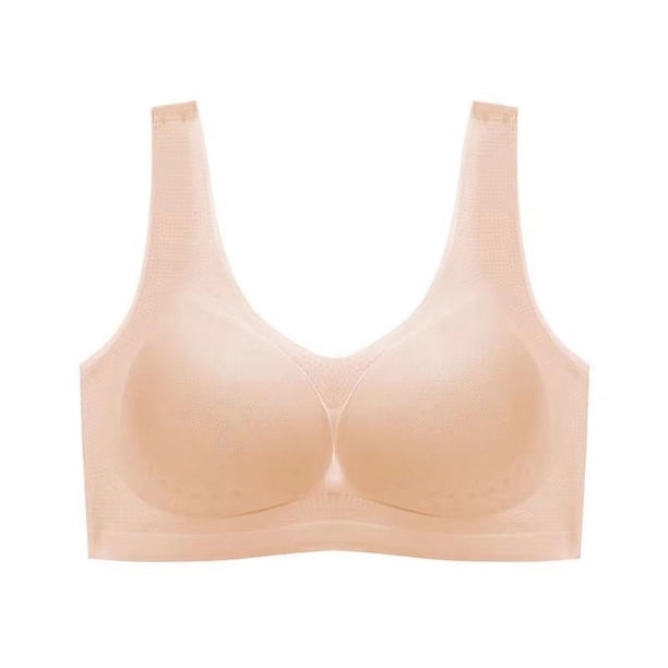 Ropa interior de verano de seda de hielo sin dejar huellas para mujer, pecho grande, llamativo, anillo de acero pequeño, antiflacidez, talla grande, hermoso sujetador en la espalda, chaleco