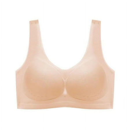 Summer Ice Silk Traceless Underwear Women s Large Chest Showy Small Steel Ring Anti-sagging Large Size Beautiful Back Bra Vest blue