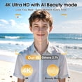 thumbnail image 5 of 4K 64MP Shoot Digital Camera for Kids, Teens, Beginners, Autofocus Point-and-Shoot Camera with 2.4" 180° Flip Screen, 16X Digital Zoom, Anti-Shake, Usb-c Selfie Vlogging Camera for Travel, Gifts, 5 of 8