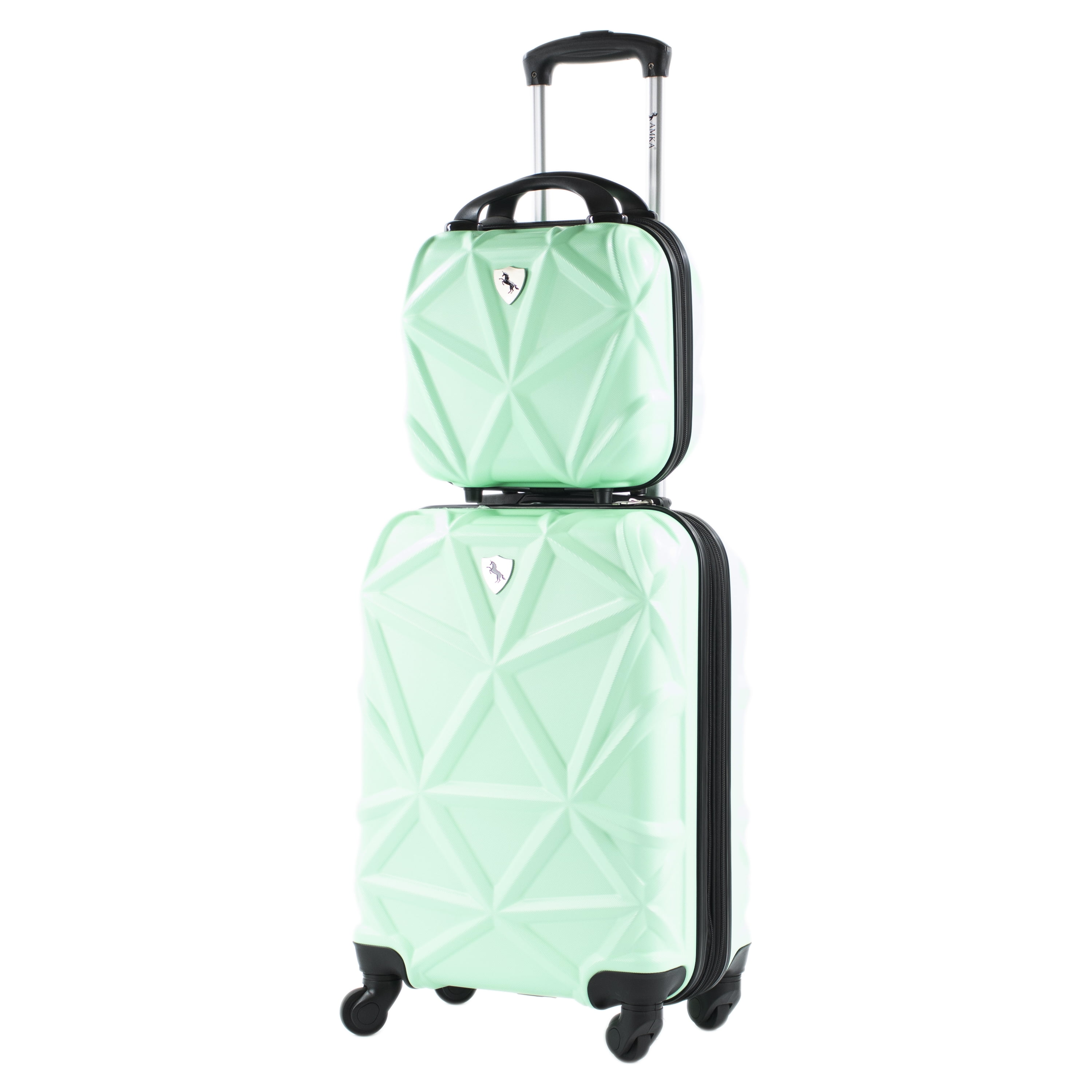 Amka Gem 2Piece CarryOn Cosmetic Spinner Luggage Set, Mint
