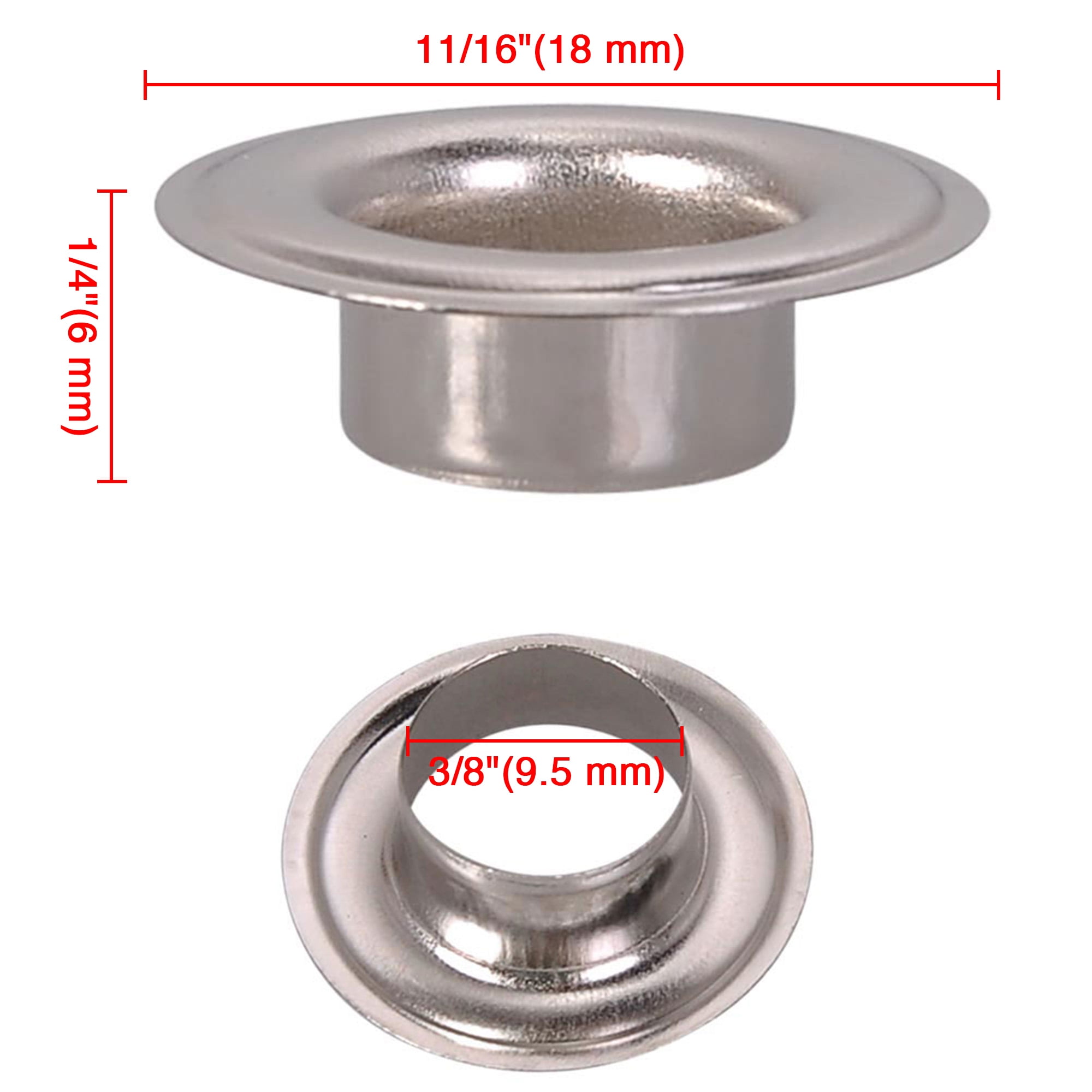 Yescom 1000 sets of Grommet Kit 3/8 inch 9.5mm Size #2 Nickel Eyelets and Washers for Hand Press Apparel Leather Printing Tarp