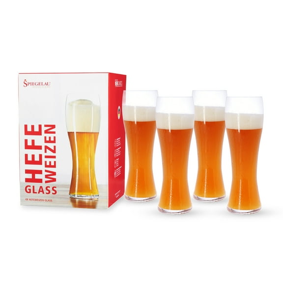 Spiegelau Beer Classics Hefeweizen Glasses, Set of 4, European-Made Lead-Free Crystal, Modern Beer Glasses, Dishwasher Safe, Professional Quality Hefe Glass Gift Set, 24.7 oz