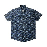 ISLAND CREW ALOHA SHIRT: PALM PLANTATION-BLACK 3XLARGE