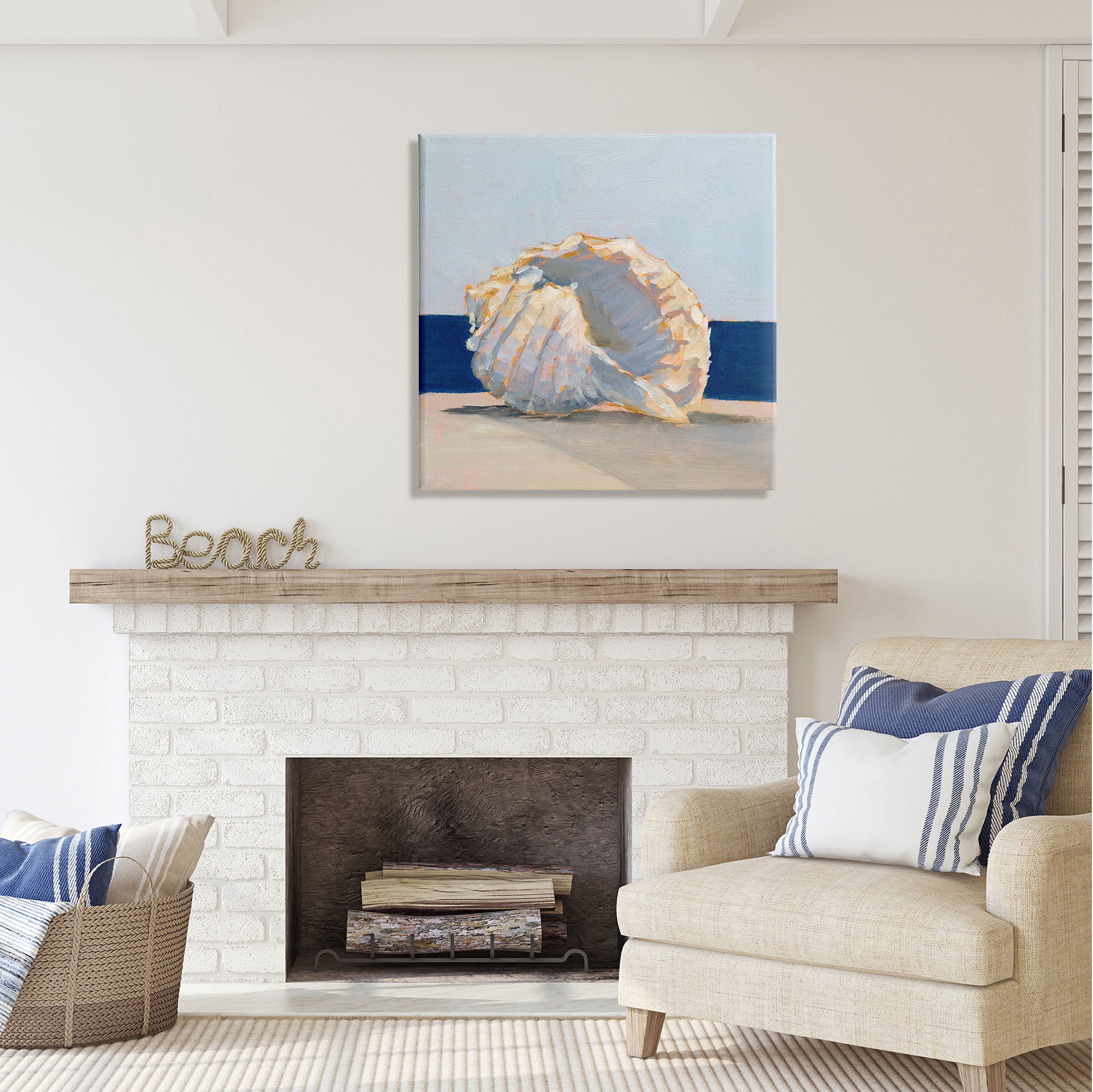 Stupell Industries Nautical Conch Painting Animals & Insects Painting Gallery Wrapped Canvas Print Wall Art, 30 x 30