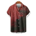 thumbnail image 4 of Styesk T-Shirts pour Homme Hommes Décontracté Mode Col Rabattu Imprimé Manches Courtes Chemise à Boutons Blouse, 4 of 6