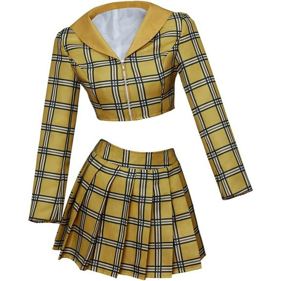 Fancy Girl Yellow Plaid Dress Crop Top Blazer Skirt Suit