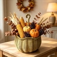 thumbnail image 3 of Leodye 1PCS Imitation Rattan Hanging Basket Dual Purpose Flower Planter and Fruit Vegetable Storage Organizer for Farmhouse Living Room Corridor Decor -6.89x5.51x4.33in, 3 of 3