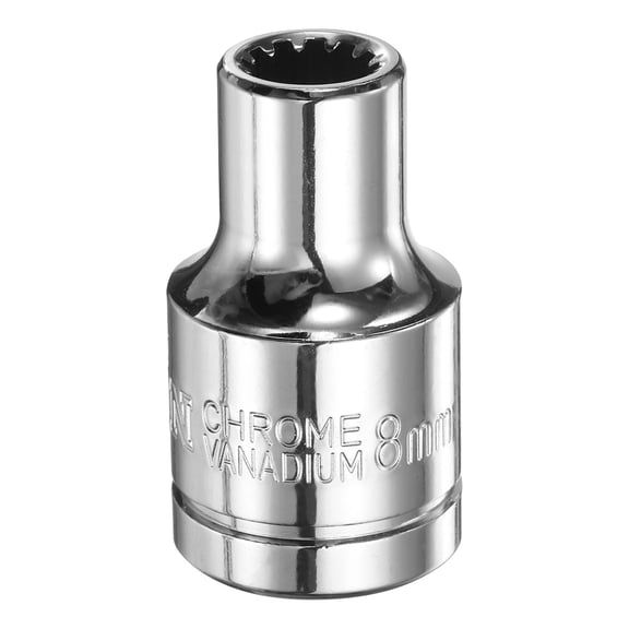 12 Point Socket 1/2" Drive by 8mm Metric CR-V Steel Shallow Sockets