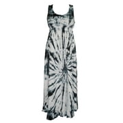 Mogul Womens Casual Sundress Sleeveless Black White Tie-Dye Holiday Maxi Dress