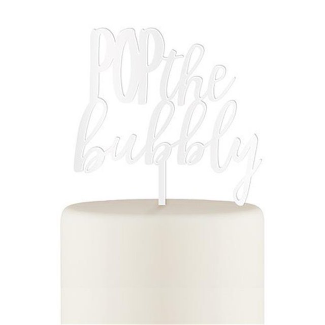Weddingstar 4579-08 Pop the Bubbly Acrylic Cake Topper, White