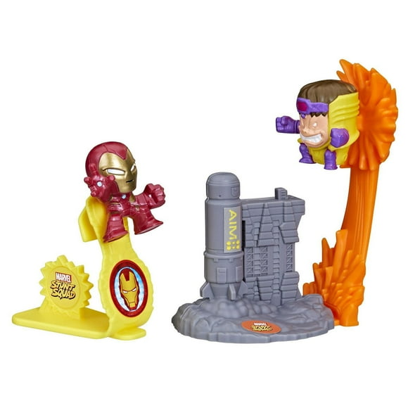 Marvel Stunt Squad Iron Man vs. M.O.D.O.K. Playset, 1.5-Inch Super Hero Action Figures, Marvel Toys for Kids Ages 4 and Up