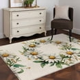 thumbnail image 4 of Spring Pastoral Area&nbsp;Rug 2.7x5ft White Circle Flower Linen Texture Non-Slip&nbsp;Washable Square&nbsp;Rugs Soft Felt Indoor Floor Mat for Bedroom Kitchen Living Room Bathroom, 4 of 9