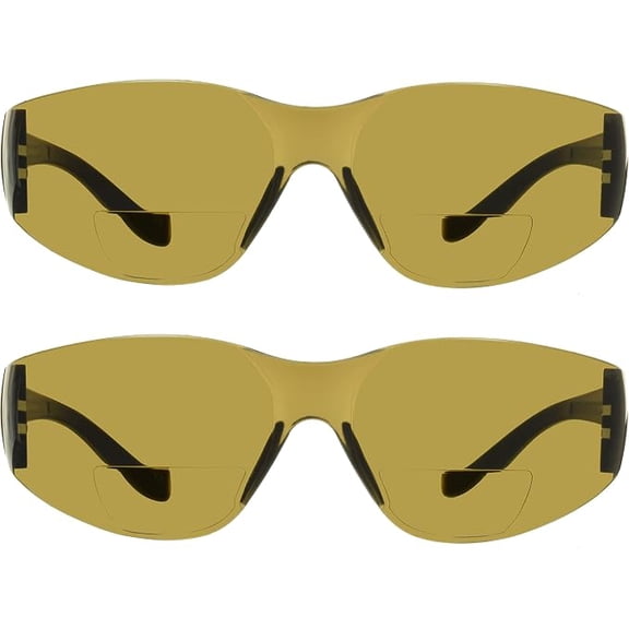 proSPORT Bifocal Safety Sunglasses ANSI Z87 Rimless Lightweight Reader UV Protection 2 Pack Men Women