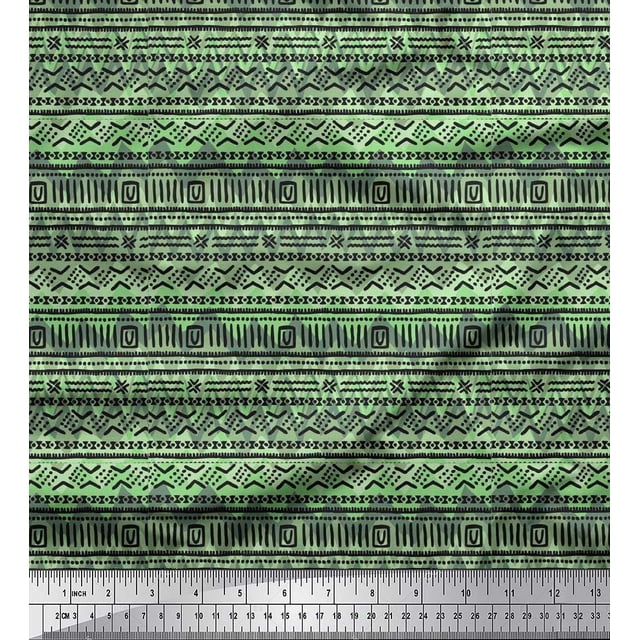 Soimoi polyester Crepe Fabric Geometric African Print Sewing Fabric Yard 52 Inch Wide