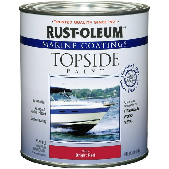 Rust-Oleum 207004 Marine Topside Paint, Bright Red, 1-Quart - 4 Pack