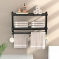 thumbnail image 6 of 3-Tier Black Towel Racks for Bathroom with Towel Bars Multilayer Hotel Towel Shelf Stainless Steel Wall-Mounted Matte Finished Holder with Towel Shelves 23 Inches, 6 of 12