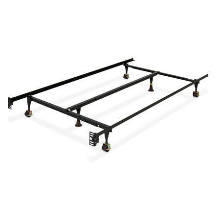 Best Choice Products Folding Adjustable Portable Metal Bed Frame for Twin, Full, Queen Sized Mattresses and Headboards w/ Center Support, Locking Wheel Rollers - (Best Metal Bed Frame)
