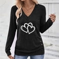 thumbnail image 2 of Wensltd V-Neck Pullover Long Sleeve Top for Women Relaxed Fit Daily Wear Comfy Fashion Spring Autumn Basic Blouse Pink, 2 of 8