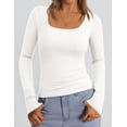 thumbnail image 2 of Remera PRETTYGARDEN de manga larga acanalada con escote redondo blanca M, 2 of 4