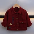 thumbnail image 2 of Denim Jackets Boys Girls Button Up Long Sleeve Lapel Collar Jean Shacket Outerwear with Pockets 1-12 Years (5 Years, Wine), 2 of 7
