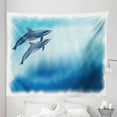 thumbnail image 1 of Dolphin Tapestry, Underwater Scene with 2 Ocean Mammals in Watercolor Style Swimming Image, Fabric Wall Hanging Decor for Bedroom Living Room Dorm, 5 Sizes, Dark Blue Pale Blue, by Ambesonne, 1 of 1