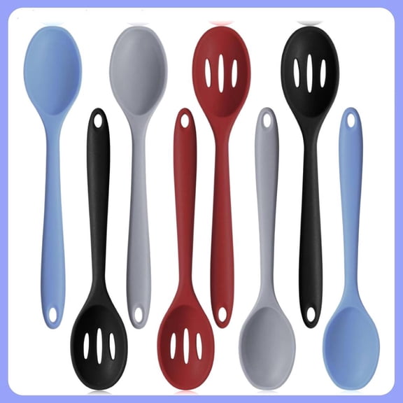 8pcs Heat Resistant Non-Stick Silicone Kitchen Utensils Set Versatile Cooking Utensils for Soup Slotted Cooking Baking and Mixing Non-stick Spoons Kitchen Supplies
