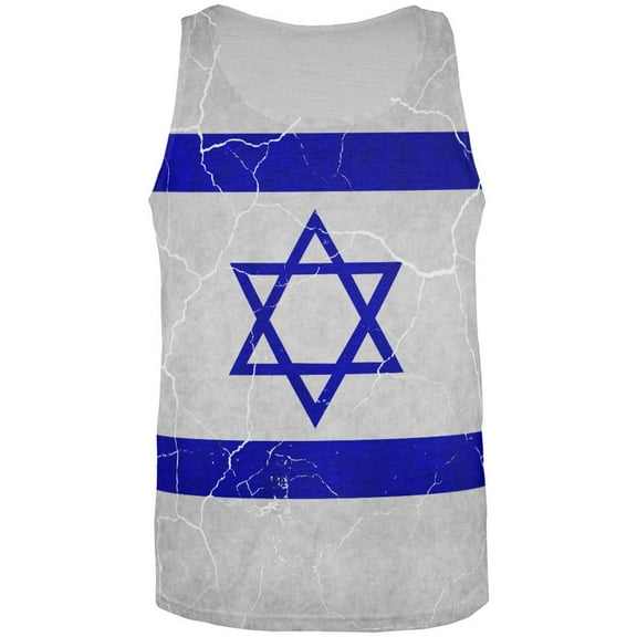 Distressed Israeli Flag All Over Mens Tank Top Multi MD