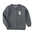 thumbnail image 2 of Gyexs Kids Cardigan Sweaters for Little Girls Fashion Letter Prints School Uniform Fall Winter Clothes (Dark Gray, 4-5 Years), 2 of 4