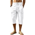 thumbnail image 5 of HOMADLES Men's Capri Cargo Pants Loose Fit Elastic Waist Breathable Workout Pants Outdoor Hiking Running Pants White Size 3XL, 5 of 10