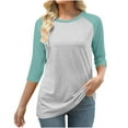 thumbnail image 2 of Aboser 3/4 Sleeve Raglan T Shirts for Women Plus Size Basic Shirt Fashion Color Block Tops Going Out Tshirts Loose Fits Crew Neck Blouses 2026, 2 of 5