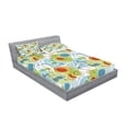 thumbnail image 2 of Ambesonne Abstract Fitted Sheet & Pillow Sham Set, Geometric Funky Swirl, Queen, Pale Green White, 2 of 2