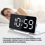 VOLIVO Digital Alarm Clock, USB Charging, Dual Alarms, Dimmable Backlight, Mirror Function, Snooze, Date and Temp Display for Bedroom
