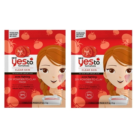 Yes To Tomatoes Clear Skin for Breakout Prone Skin Impurity Fighting DIY Powder to Clay Mask, 1 Count (Pack of