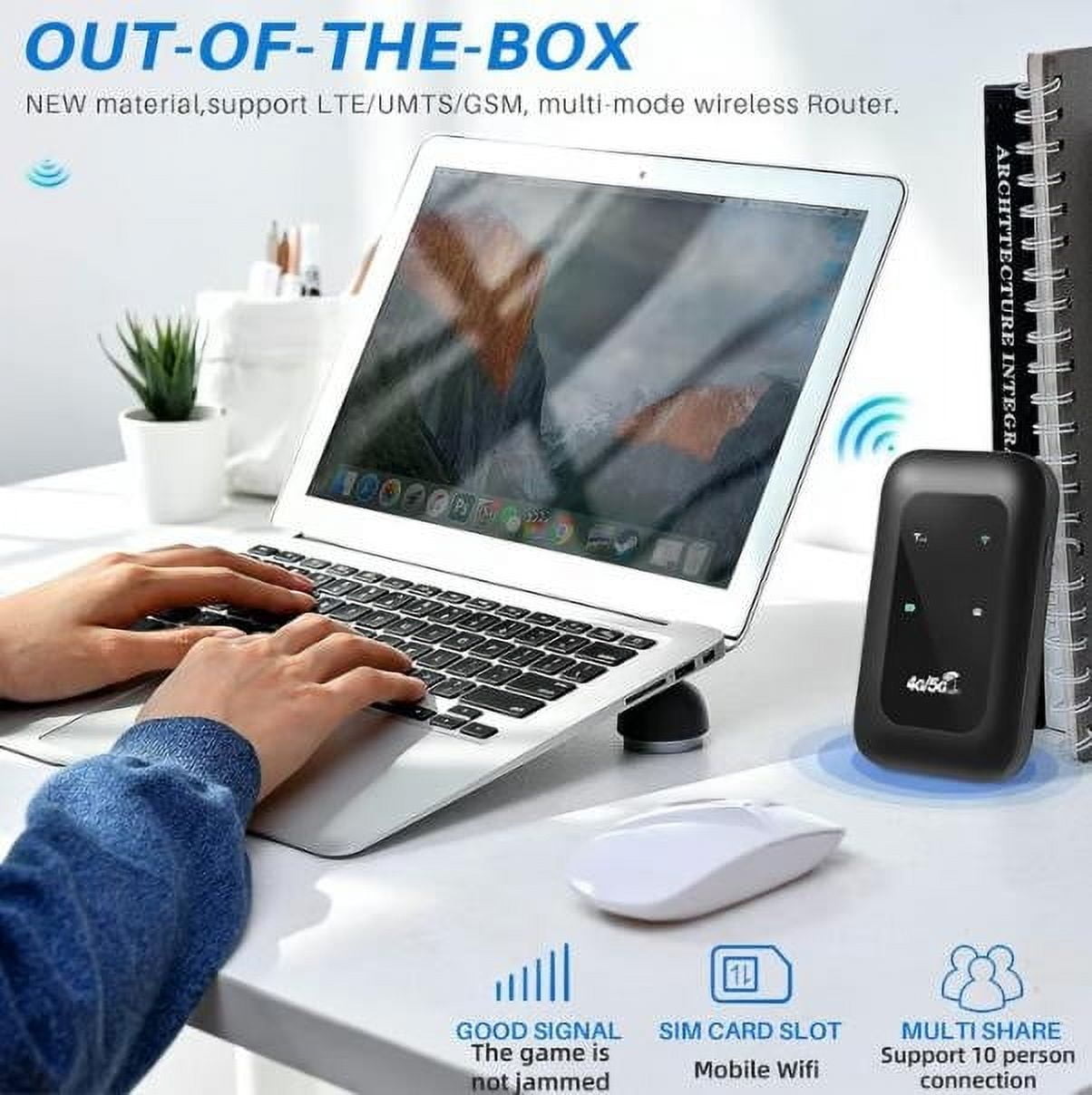 4G LTE Mobile WiFi Hotspot Router with SIM Card Slot - Portable Wireless Travel Router for Car, High Speed 150Mbps, Supports Multiple Devices, Easy Setup
