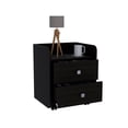 thumbnail image 5 of DUOSONG York Nightstand, Superior Top, Two Drawers, Four Casters Black Engineered Wood Furniture Bedroom Furniture Dressers, Chests & Wardrobes, 5 of 7