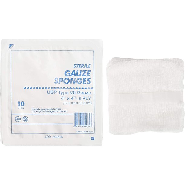 Type VII Gauze Sponges 4" x 4". Case of 1280 8ply Gauze Dressings for