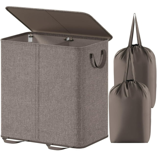 Cesto de ropa Lifewit doble con tapa y bolsas extraíbles 136 L