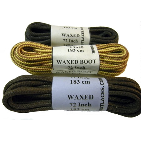 

84 Inch 213 cm Chocolate Brown Coal Black and Gold-Tan Rawhide variety pack of Heavily Waxed proBOOT(tm) Long Lasting Round Boot Shoelaces - (3 Pair; Brown Black Gold variety pack)