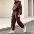 thumbnail image 2 of RongHuan Sweatsuits Women 2 Piece Outfit Fashion Hoodies Matching Cargo Sweatpants Fall Winter Track Suit with Pockets, 2 of 9