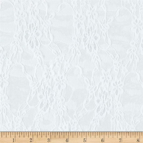 Ben Textiles Giselle White Stretch Floral Lace Fabric by the Yard for Sewing