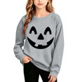 thumbnail image 2 of fnnxnal Girls Hall-oween Sweatshirt, Gray Pumpkin Face Crewneck Top for Kids 2-13 Years,Size 3-4 T, 2 of 8