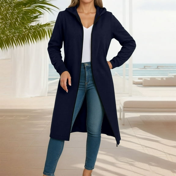 TIANZEN Fall/Winter Solid Color Long Hooded Cardigan – European Style Cozy Outerwear Oversized Coats for Women Oversized Coat Women Womens Long Coat
