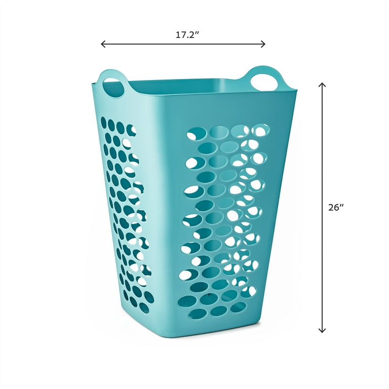 Mainstays Flexible Square Laundry Hamper, 2 Bushel, Teal